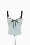 Contrast Trim Corduroy Bustier Top